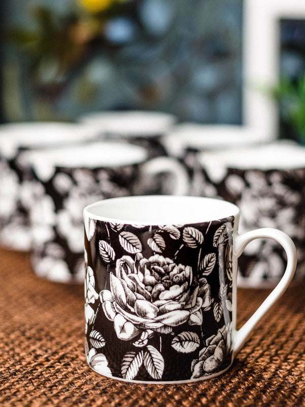 Bone China Tea Cups/Coffee Mugs with Floral Design (Set of mugs)