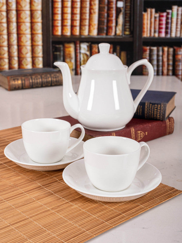 Bone China Tea Set (5pcs Set of 1pc Tea Pot with Lid, 2pcs Cup 2pcs Saucer)