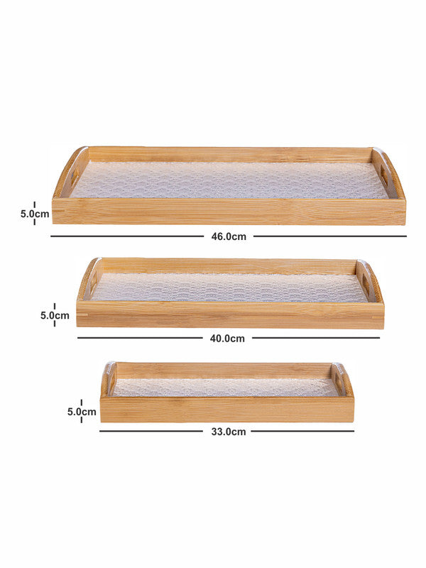 Wooden Rectangle Tray Set of 3pcs