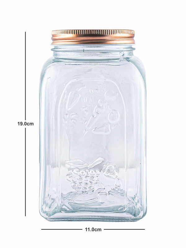 Glass Storage Jar with Copper Lid (Set of 3pcs)