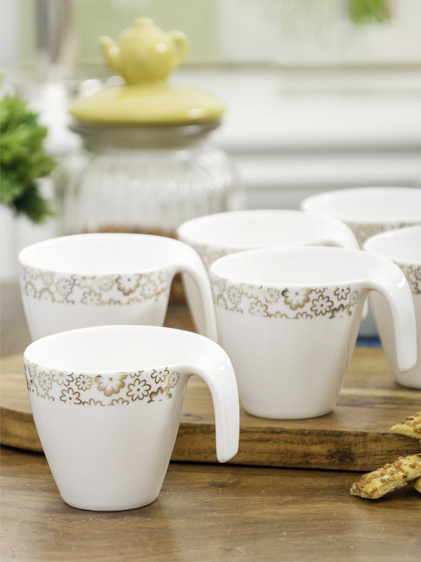 Porcelain Tea Cups/Coffee Mugs with Real Gold Design (Set of