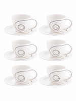 Porcelain Cup Saucer with Silver Print (Set of 12pcs)
