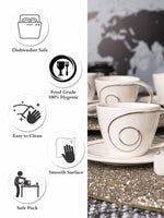 Porcelain Cup Saucer with Silver Print (Set of 12pcs)