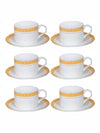 White Gold Porcelain Tea Cup Saucer Set (Set of 6pcs Cup & 6pcs Saucer)