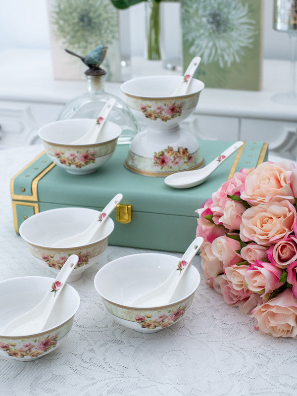 Porcelain Soup Bowls with Spoons (Set of 12 pcs) – GOOD HOMES