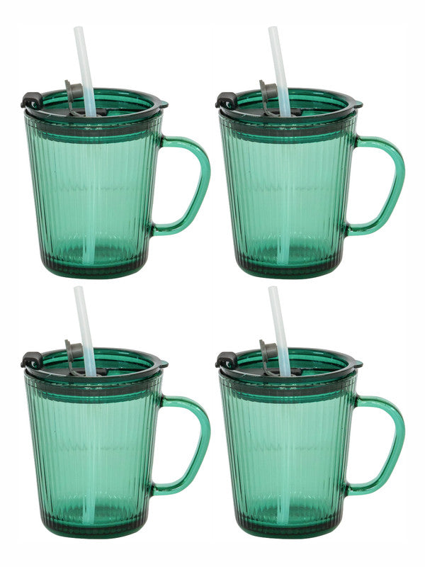 Goodhomes Color Mug Sipper with Lid & Straw (Set of 4pcs)