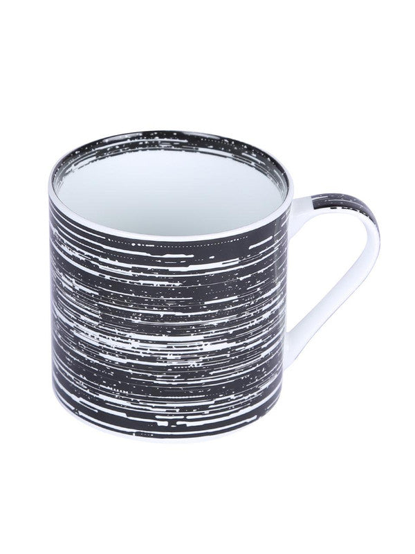 Bone China Coffee Mug Set with Inner Chain & Black Design. ( Set of 6 Cup )