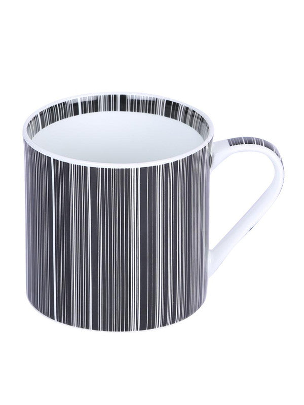 Bone China Coffee Mug Set with Inner Chain & Black Design. ( Set of 6 Cup )