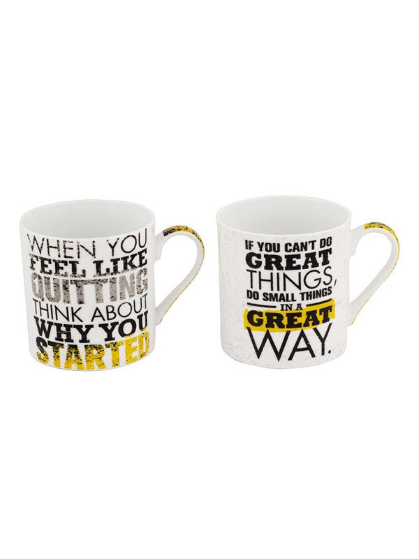 Bone China Mug Set with Great Way Slogan ( Set of 4 Cup )