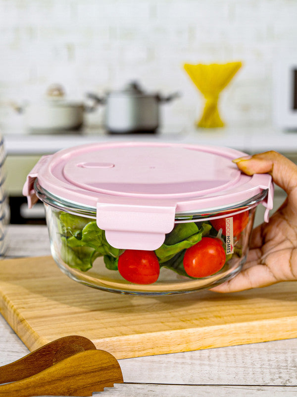 Glass Storage Bowl with Color Lid