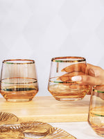 Color Glass Tumbler Set with Gold Line of 6pcs