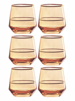 Color Glass Tumbler Set with Gold Line of 6pcs