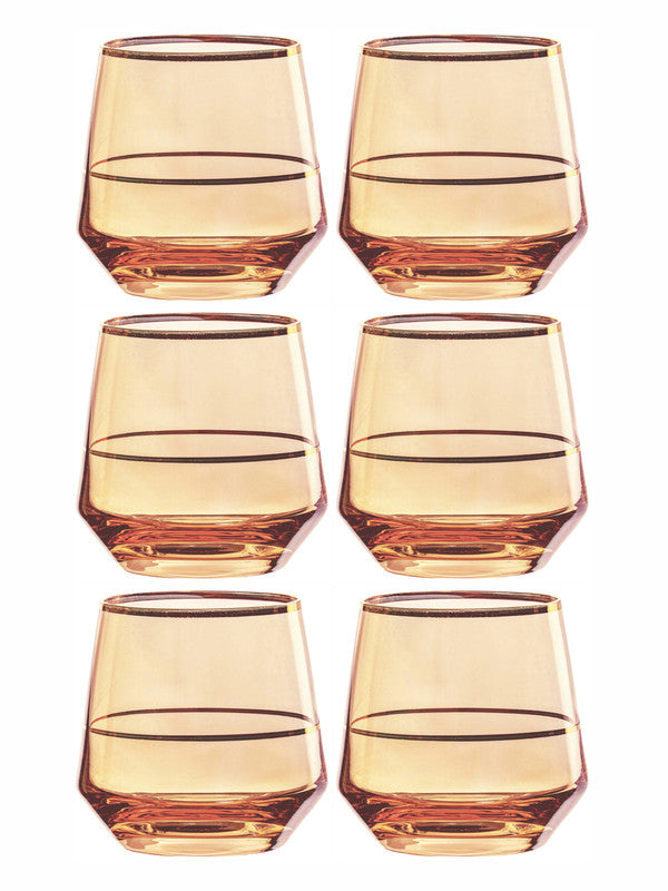 Color Glass Tumbler Set with Gold Line of 6pcs