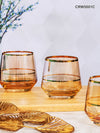Color Glass Tumbler Set with Gold Line of 6pcs