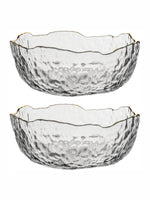 Glass Serving Bowl with Gold Line Set of 2pcs