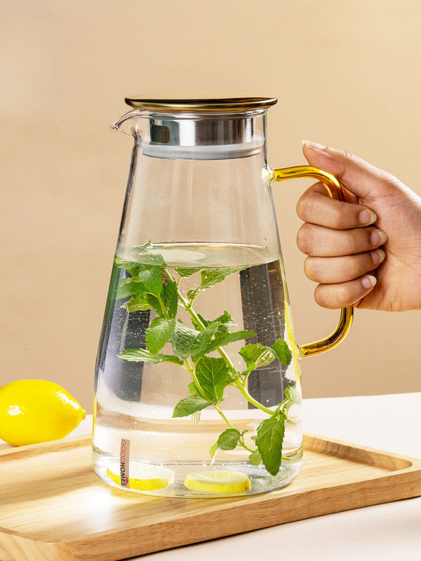 Glass jug with Gold Lid & Colour Handle