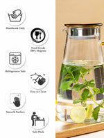 Glass jug with Gold Lid & Colour Handle