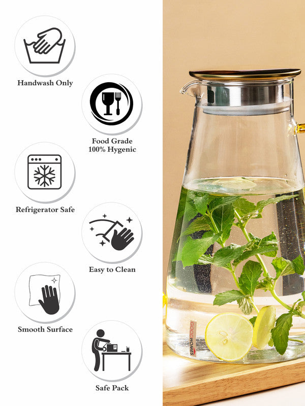 Glass jug with Gold Lid & Colour Handle