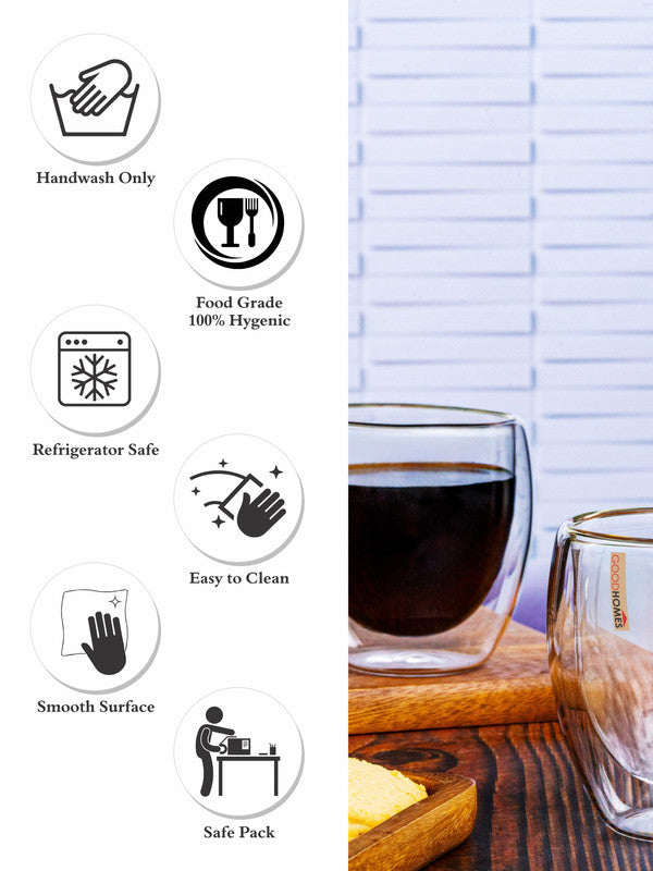 Borosilicate Double Wall Glass Tumbler Set of 2pcs