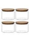 Glass Storage Jar Set of 4pcs with Wooden Lid