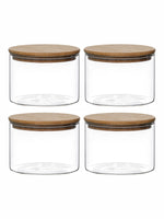 Glass Storage Jar Set of 4pcs with Wooden Lid