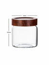 Clear Glass Storage Jar Set With Wooden Lid of 3pcs