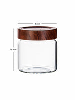 Clear Glass Storage Jar Set With Wooden Lid of 3pcs