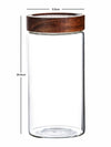 Clear Glass Storage Jar Set With Wooden Lid of 2pcs