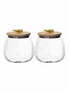 Glass Storage Jar with Wooden Lid Set of 2pcs