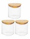 Glass Storage Jar with Wooden Lid Set of 3pcs