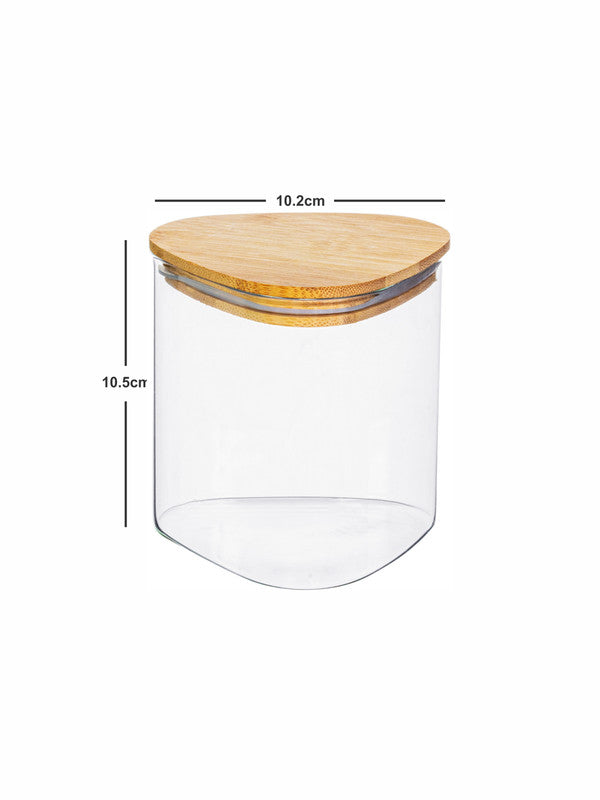 Glass Storage Jar with Wooden Lid Set of 3pcs