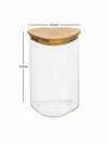 Glass Storage Jar with Wooden Lid Set of 2pcs