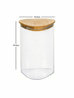 Glass Storage Jar with Wooden Lid Set of 2pcs