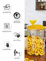 Glass Storage Jar with Wooden Lid Set of 2pcs