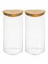 Glass Storage Jar with Wooden Lid Set of 2pcs