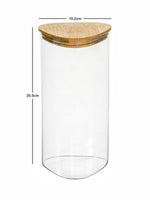 Glass Storage Jar with Wooden Lid Set of 2pcs