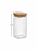 Glass Storage Jar with Wooden Lid Set of 3pcs