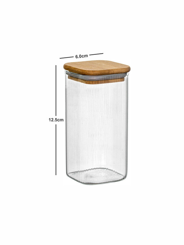 Glass Storage Jar with Wooden Lid Set of 3pcs
