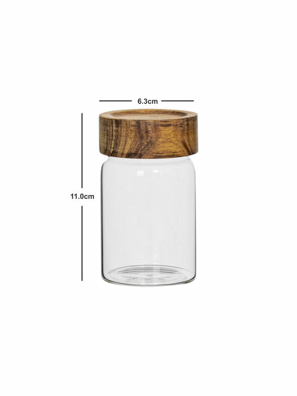 Glass Storage Jar with Wooden Lid Set of 4pcs