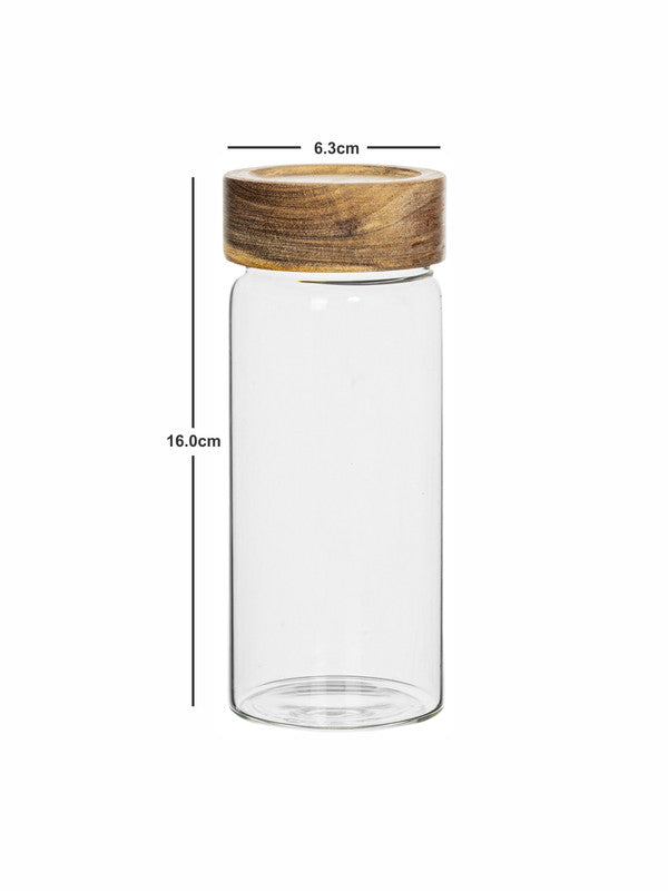 Glass Storage Jar with Wooden Lid Set of 3pcs