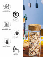 Glass Storage Jar with Wooden Lid Set of 3pcs