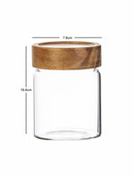 Clear Glass Storage Jar Set With Wooden Lid of 4pcs