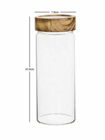 Glass Storage Jar with Wooden Lid Set of 2pcs