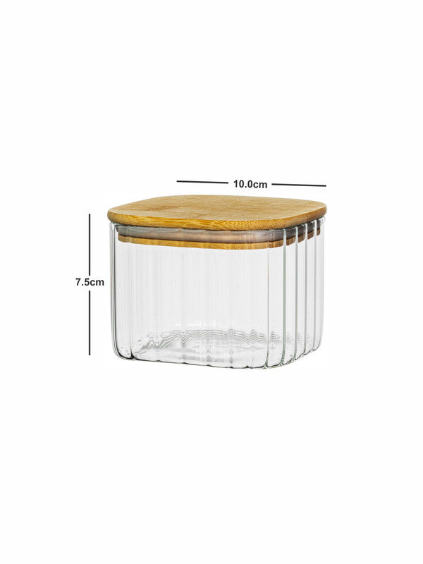 Glass Storage Jar with Wooden Lid Set of 3pcs