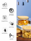 Glass Storage Jar with Wooden Lid Set of 3pcs