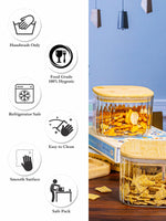 Glass Storage Jar with Wooden Lid Set of 3pcs
