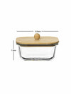 Glass Storage Bowl with Wooden Lid Set of 3pcs