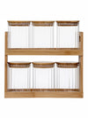 Glass Storage Jar Set of 7pcs with Wooden Lid & Rack