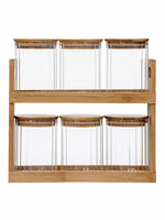 Glass Storage Jar Set of 7pcs with Wooden Lid & Rack