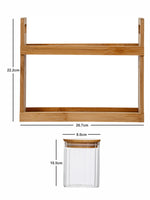 Glass Storage Jar Set of 7pcs with Wooden Lid & Rack